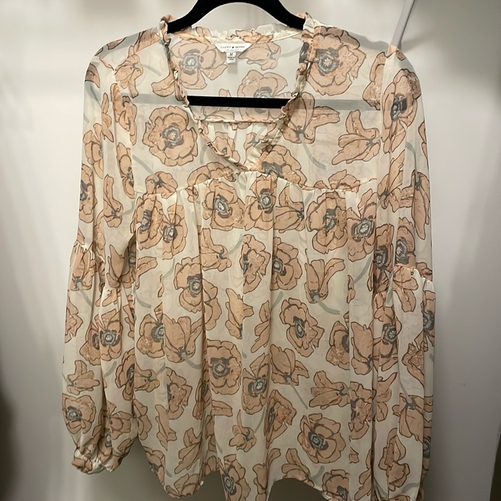 Lucky Brand Sheer Poppy Blouse